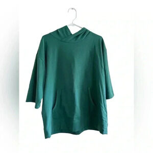 J.Jill Fit Woman's Green  Elevate Terry Crossover Hoodie Sz Med